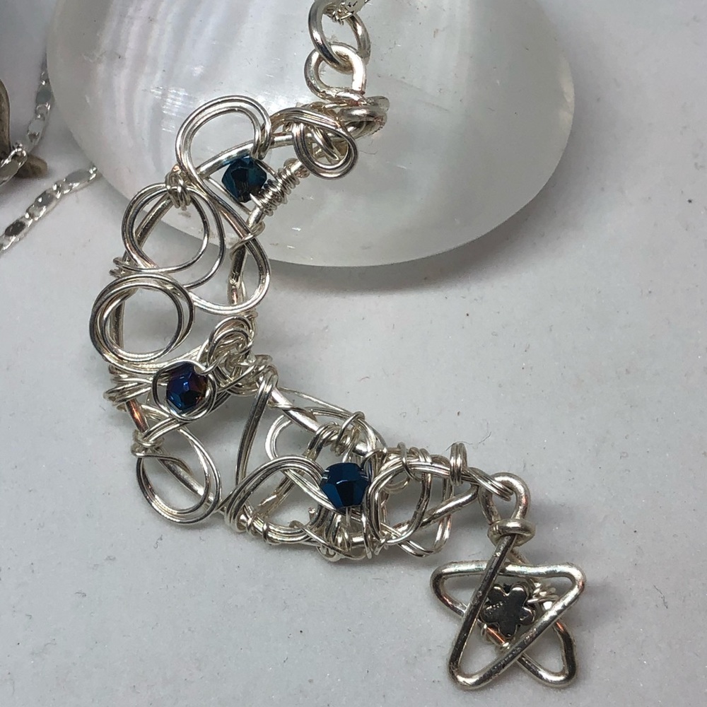 Wire wrapped large moon necklace